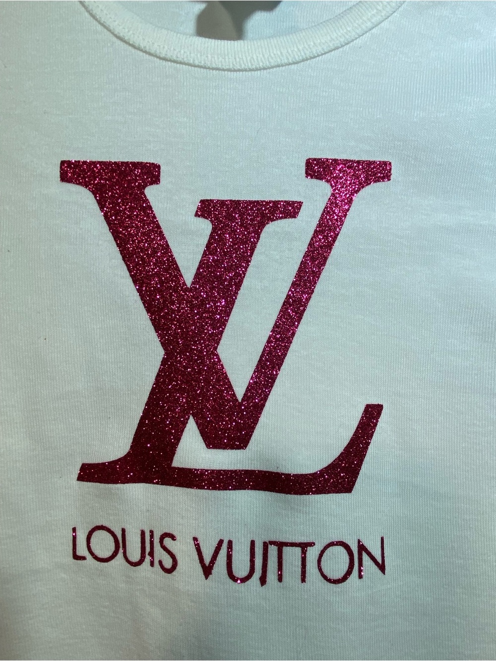 LV INSPO White Short Sleeve Tee with Pink Glitter Logo - Picture 4 of 8